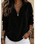 Helvano | Damen Rippstrick-Pullover mit kurzem Reissverschluss