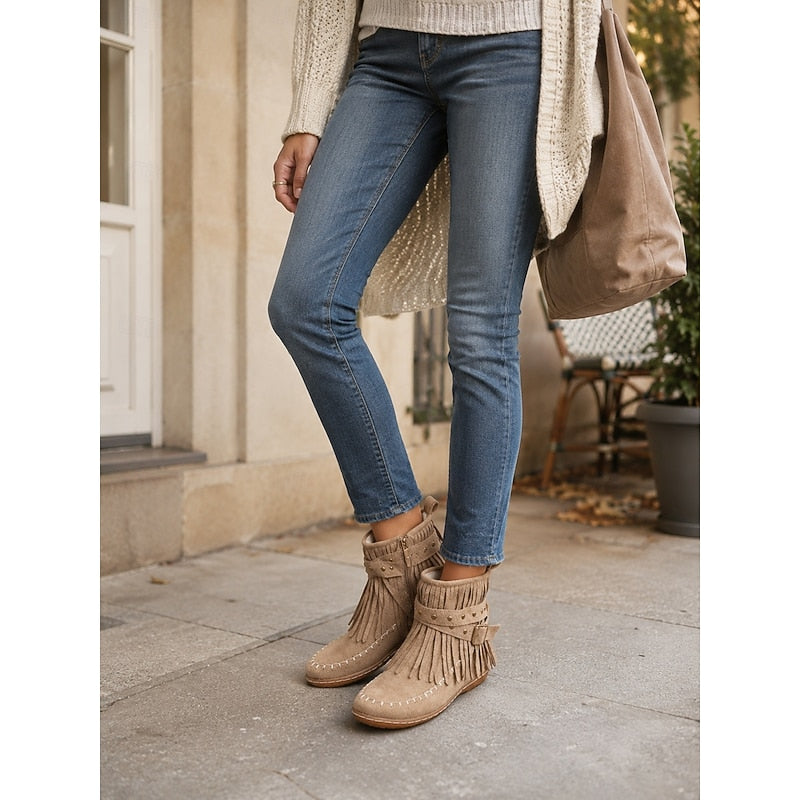Helvano | Mokassin-Stiefeletten mit Fransen für Damen
