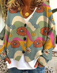 Helvano | Offene Strickjacke mit Blumenmuster für Damen