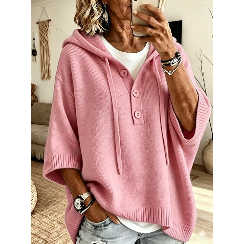 Helvano | Lockerer Strickpullover mit Kapuze für Damen