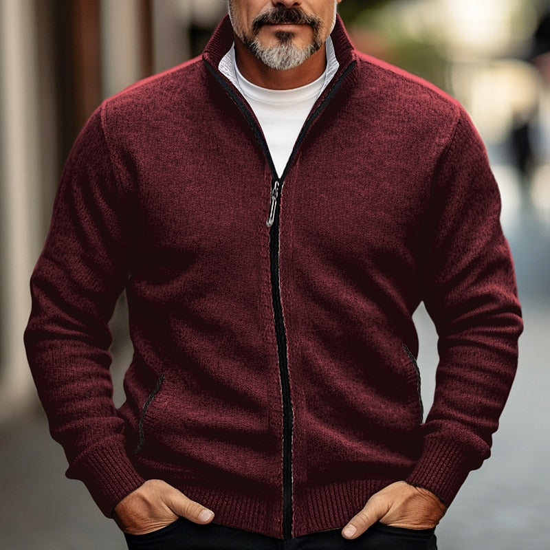 Helvano | Strickjacke mit Stehkragen &amp; Reissverschluss für Herren