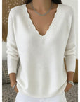Helvano | Damen Pullover mit V-Ausschnitt und Bogenkante