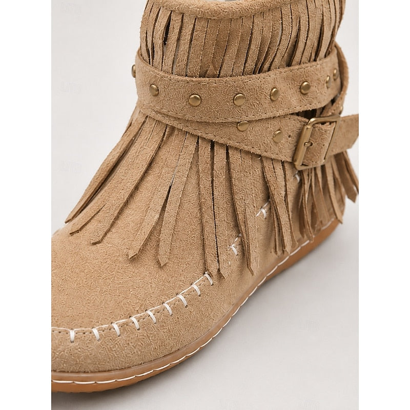 Helvano | Mokassin-Stiefeletten mit Fransen für Damen
