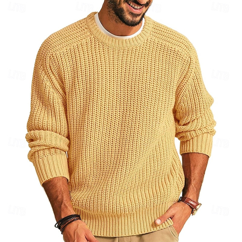 Helvano | Gerippter Strickpullover mit Rundhals für Herren