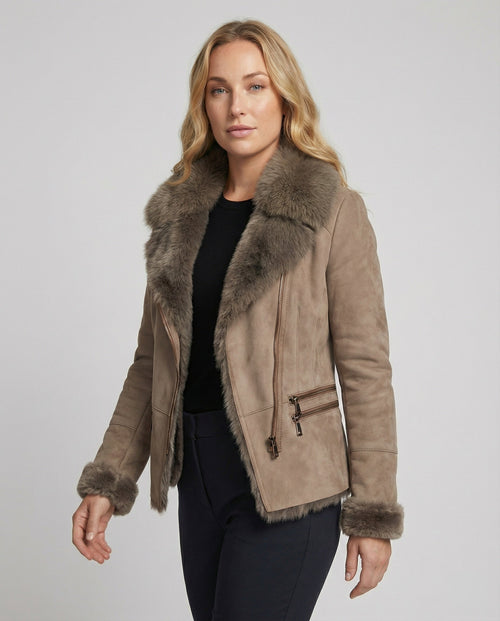 Helvano | Winterjacke mit Fellkragen für Damen in Braun