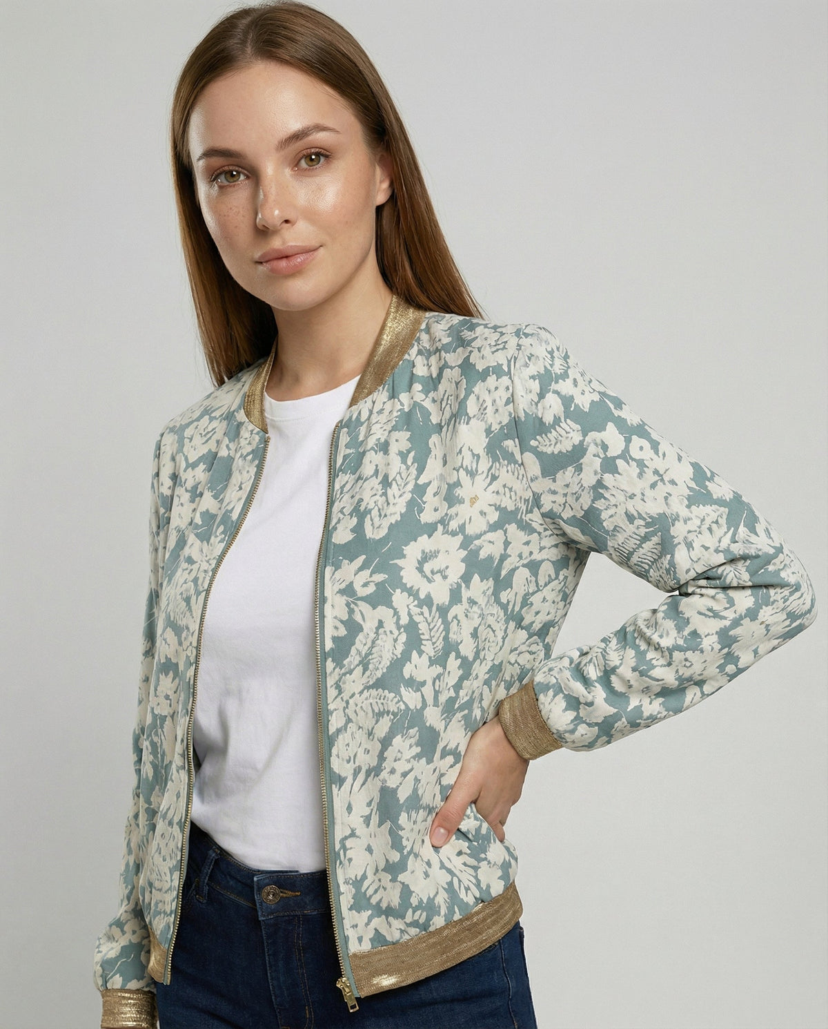 Helvano | Bomberjacke mit Blumenmuster für Damen