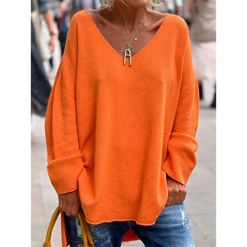 Helvano | Lockerer Strickpullover mit V-Ausschnitt für Damen