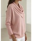 Helvano | Damen Strickpullover mit Wasserfallkragen