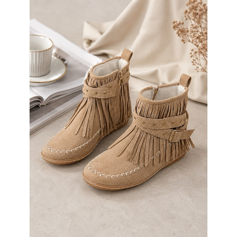 Helvano | Mokassin-Stiefeletten mit Fransen für Damen