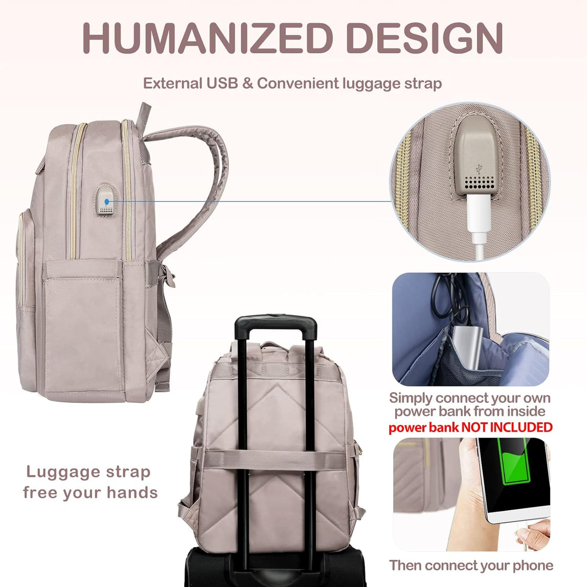 Helvano | Leichter Laptop-Rucksack mit USB-Anschluss
