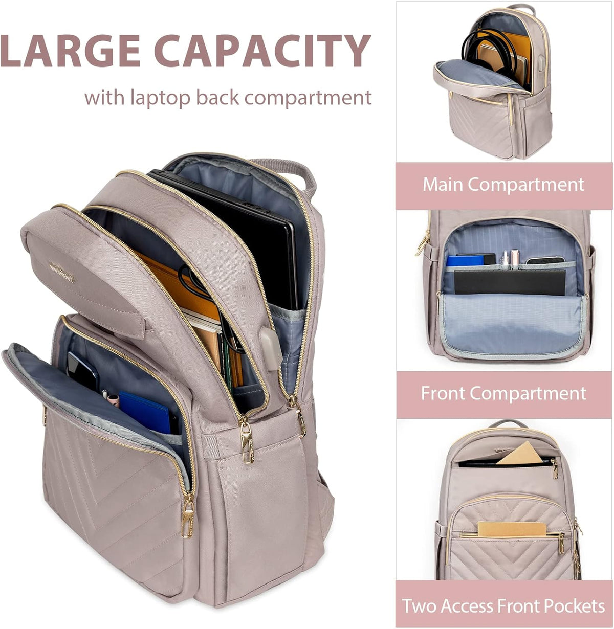 Helvano | Leichter Laptop-Rucksack mit USB-Anschluss