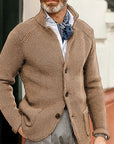 Helvano | Strukturierte Strickjacke mit Stehkragen für Herren