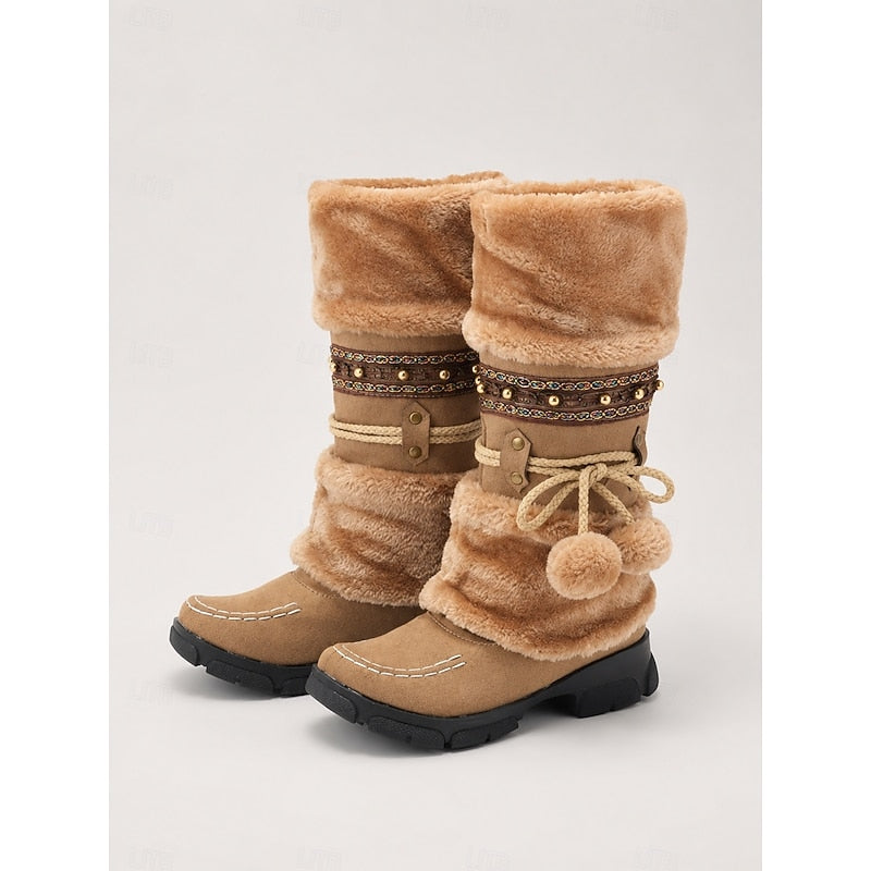 Helvano | Wadenhohe Boho-Winterstiefel für Damen