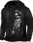 Helvano | Herren Hoodie mit Schnürung und Totenkopf-Print