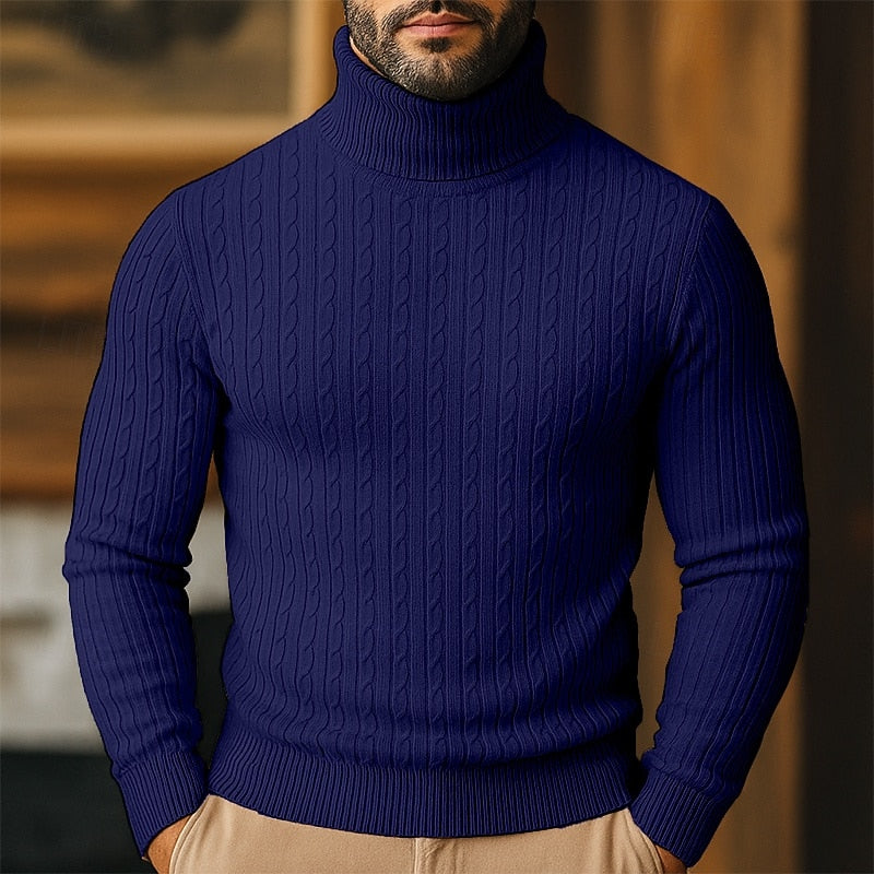 Helvano | Rollkragenpullover mit Zopfmuster für Herren