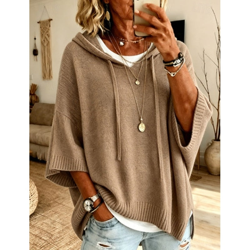 Helvano | Lockerer Strick-Kapuzenpullover für Damen