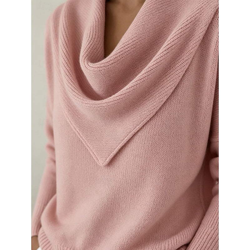 Helvano | Damen Strickpullover mit Wasserfallkragen