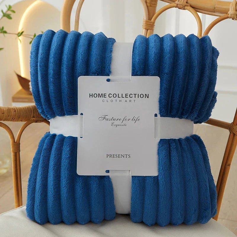 Helvano | Gestreifte Flauschige Fleece-Decke