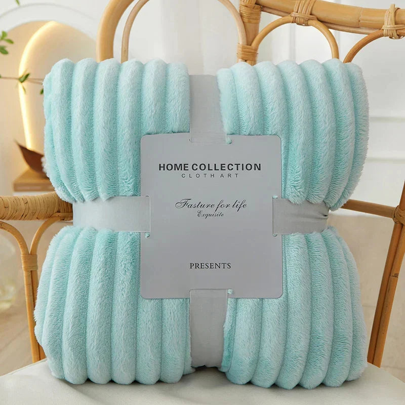 Helvano | Gestreifte Flauschige Fleece-Decke