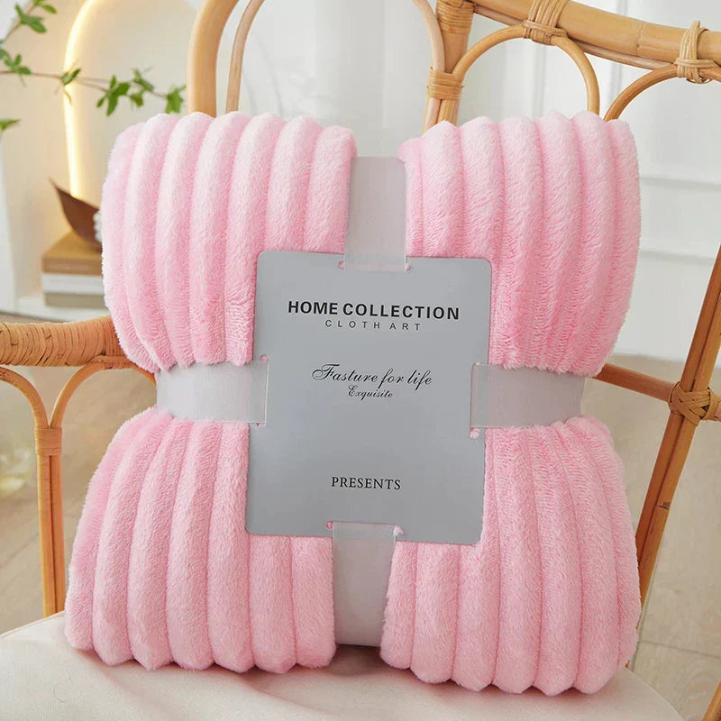 Helvano | Gestreifte Flauschige Fleece-Decke