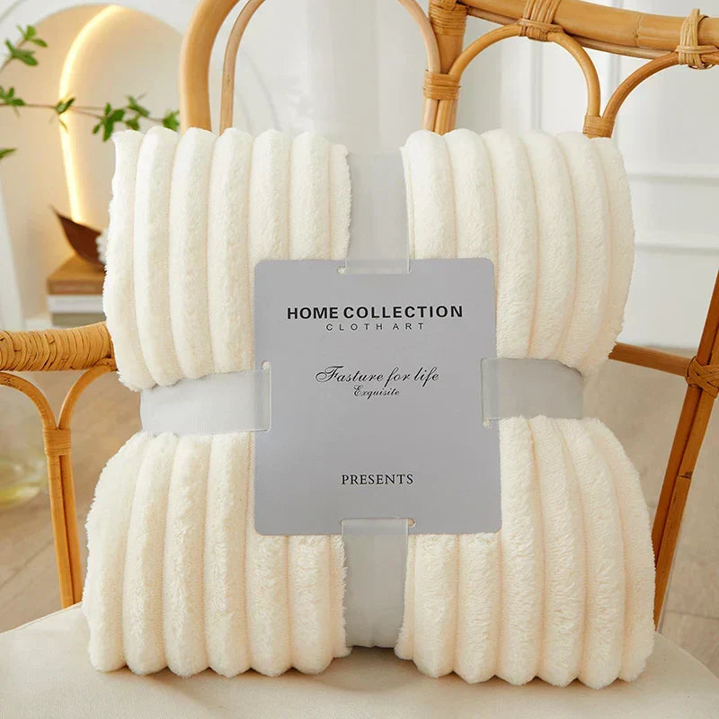 Helvano | Gestreifte Flauschige Fleece-Decke