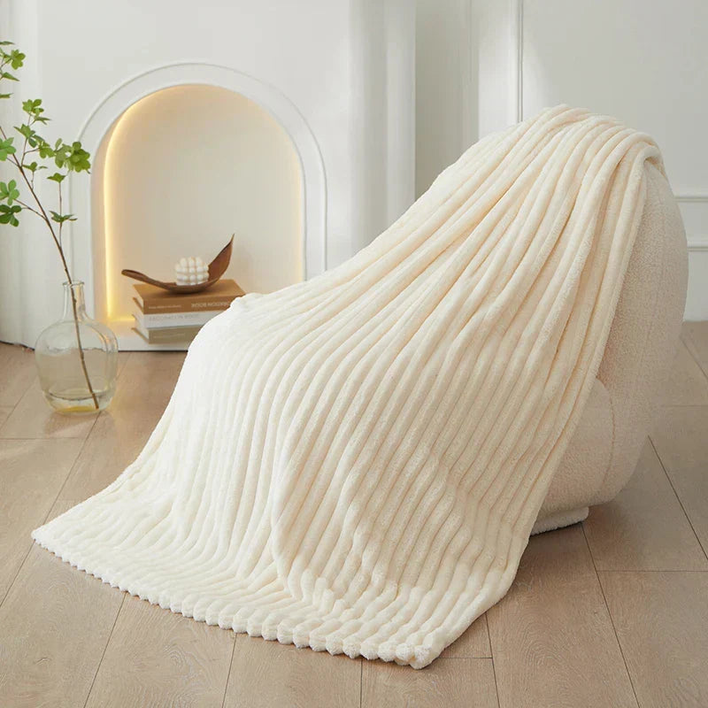 Helvano | Gestreifte Flauschige Fleece-Decke