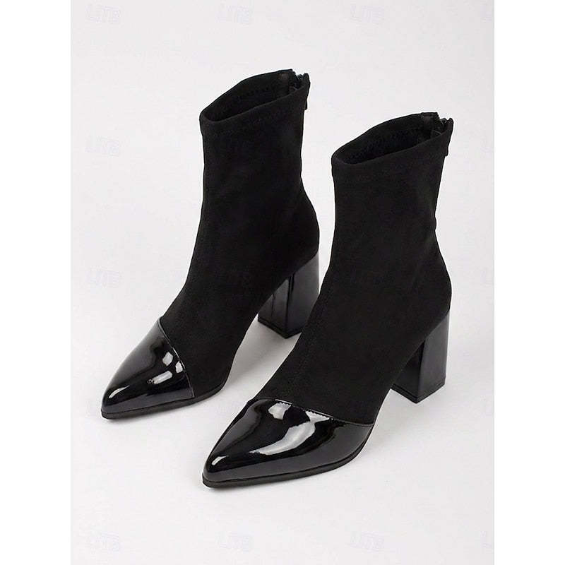 Helvano | Damen-Stiefeletten mit Zehenkappe und Blockabsatz
