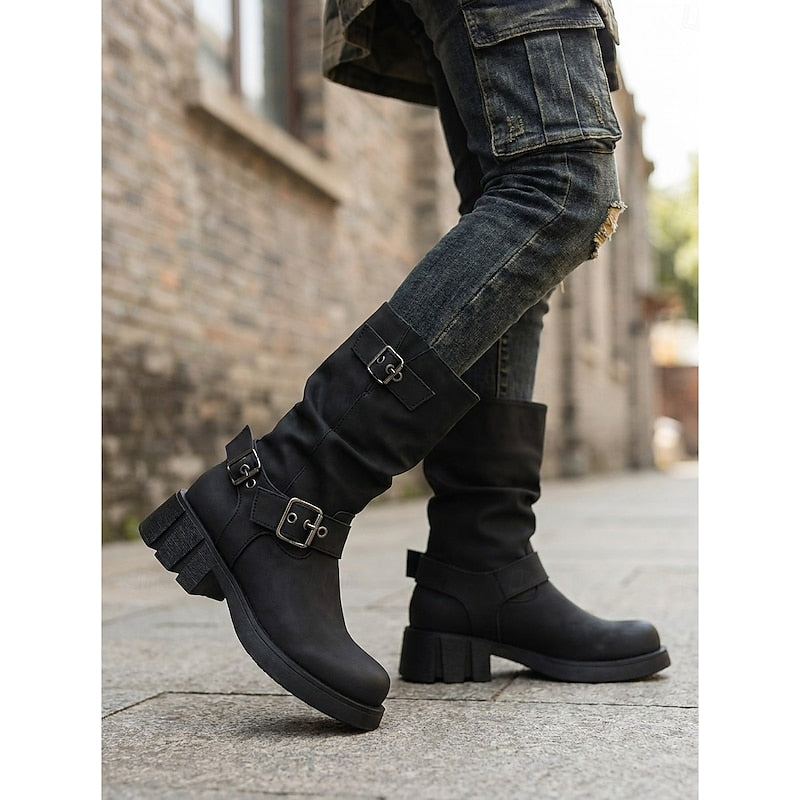 Helvano | Halbhohe Damen-Bikerboots mit Schnallen