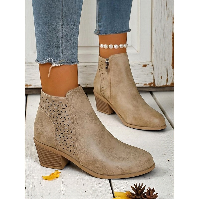 Helvano | Cut-out Stiefeletten mit niedrigem Absatz für Damen