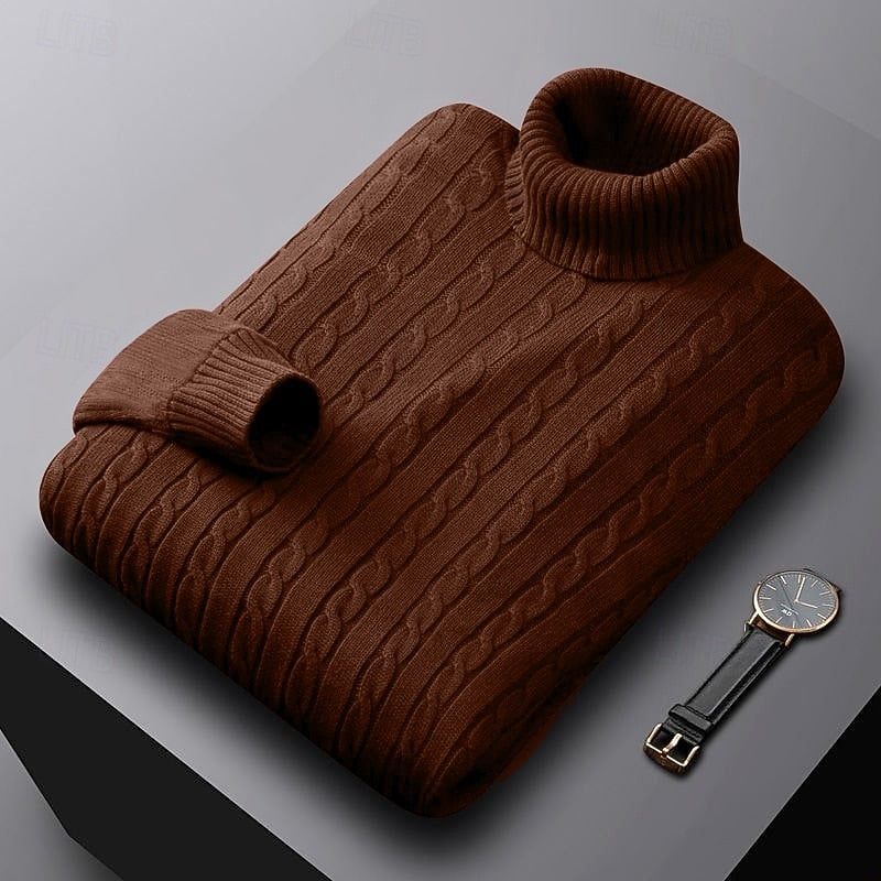 Helvano | Zopfstrick-Rollkragenpullover für Herren