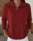 Helvano | Damen Strickjacke mit Stehkragen und Reissverschluss