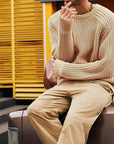 Helvano | Gerippter Strickpullover mit Rundhals für Herren