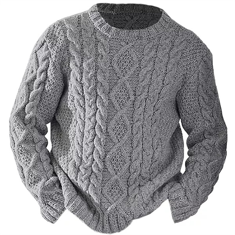 Helvano | Zopfstrick-Pullover mit Rundhals für Herren