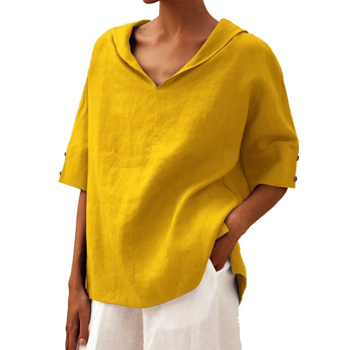 Helvano | Leinenbluse mit V-Ausschnitt für Damen