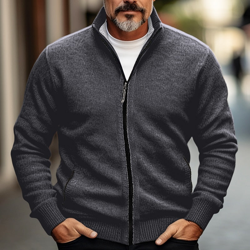 Helvano | Strickjacke mit Stehkragen &amp; Reissverschluss für Herren