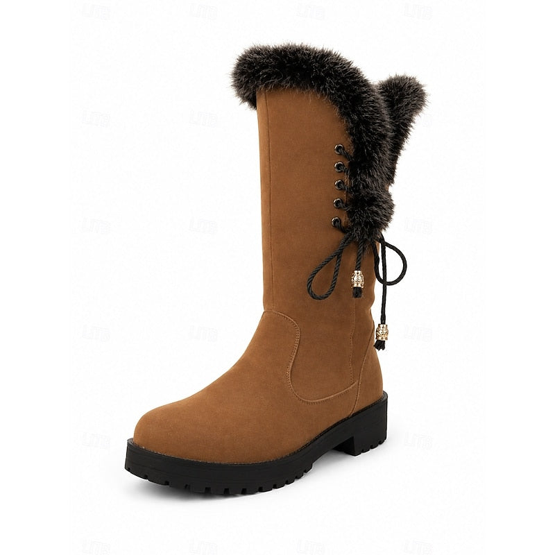 Helvano | Kniehohe Winterstiefel mit Plüschrand für Damen