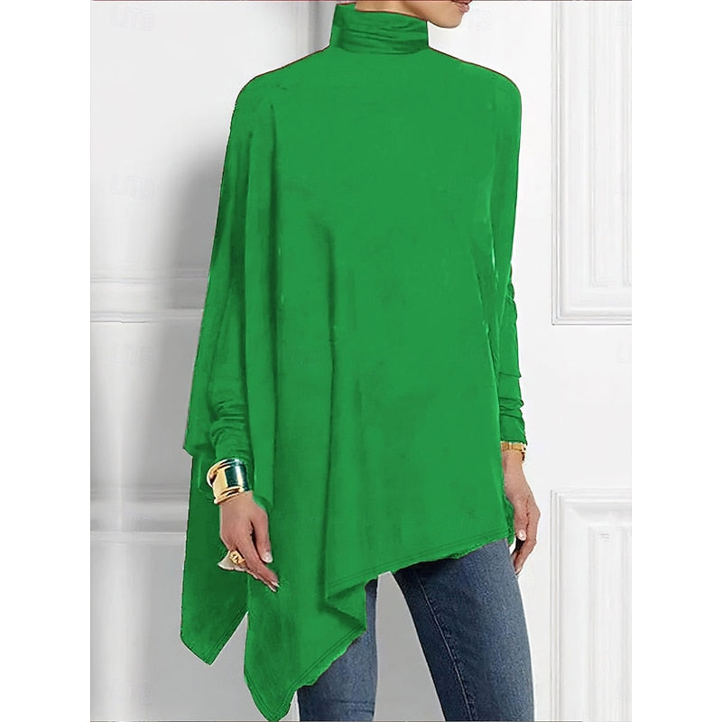 Helvano | Drapiertes asymmetrisches Rollkragentop für Damen