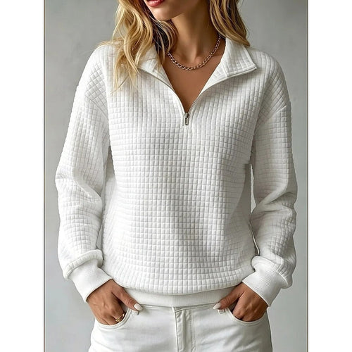 Helvano | Strukturierter Damen-Strickpullover mit Half-Zip