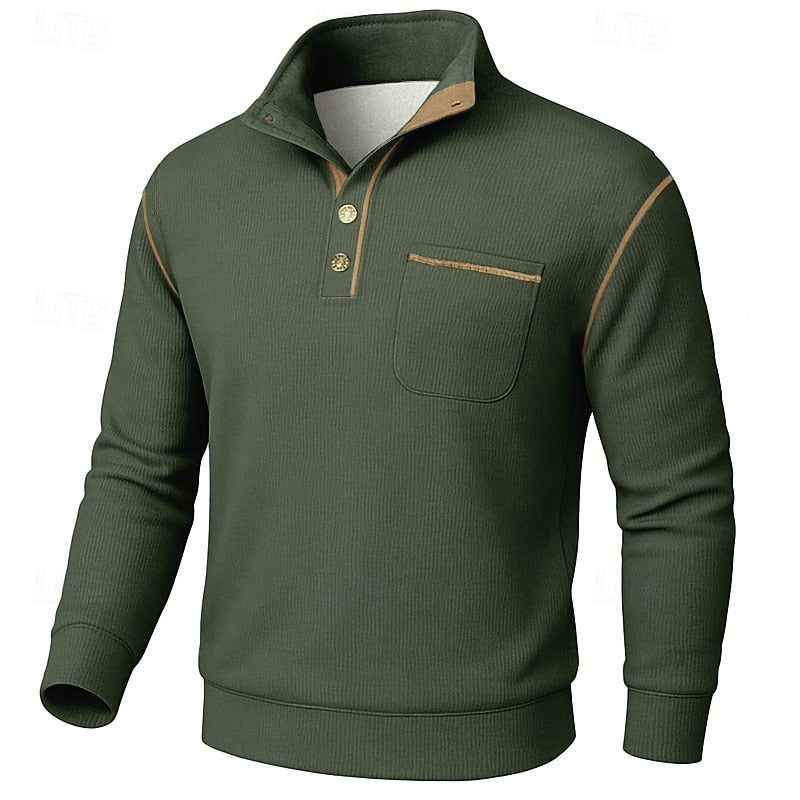 Helvano | Strukturierter Herren-Pullover mit Knopfleiste