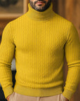Helvano | Rollkragenpullover mit Zopfmuster für Herren