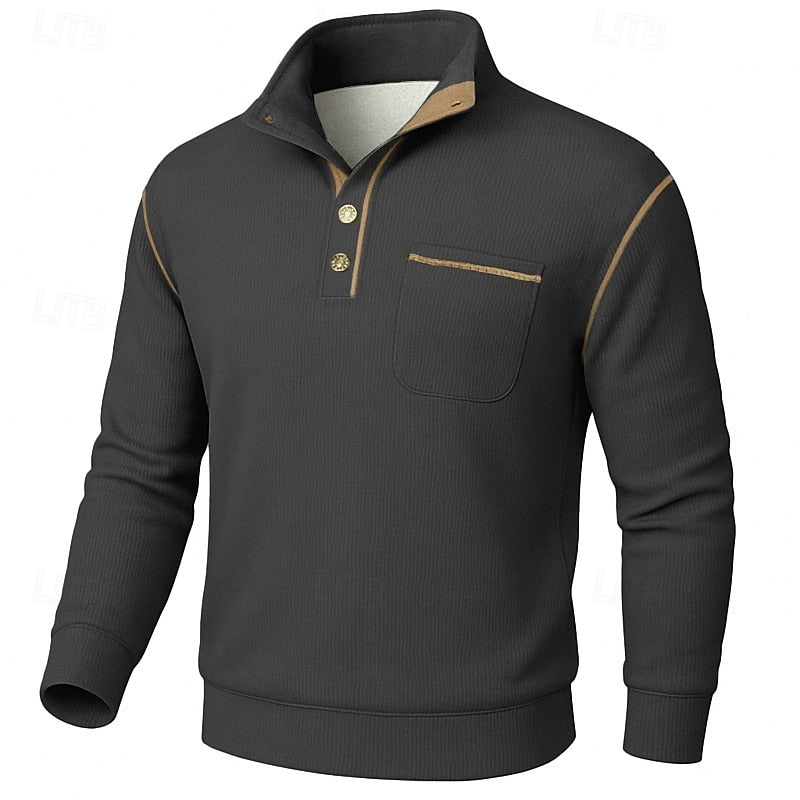 Helvano | Strukturierter Herren-Pullover mit Knopfleiste