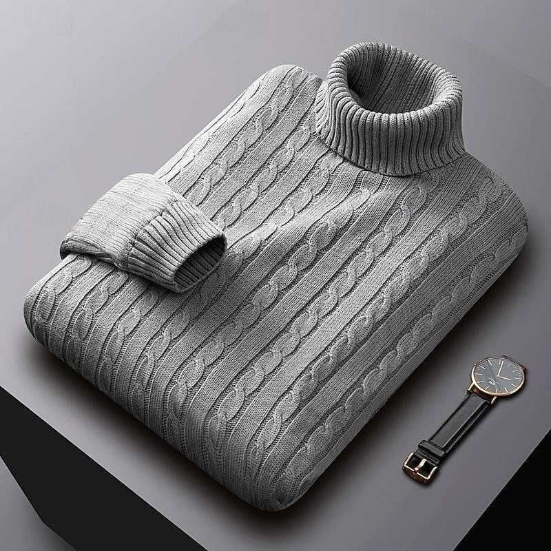 Helvano | Zopfstrick-Rollkragenpullover für Herren