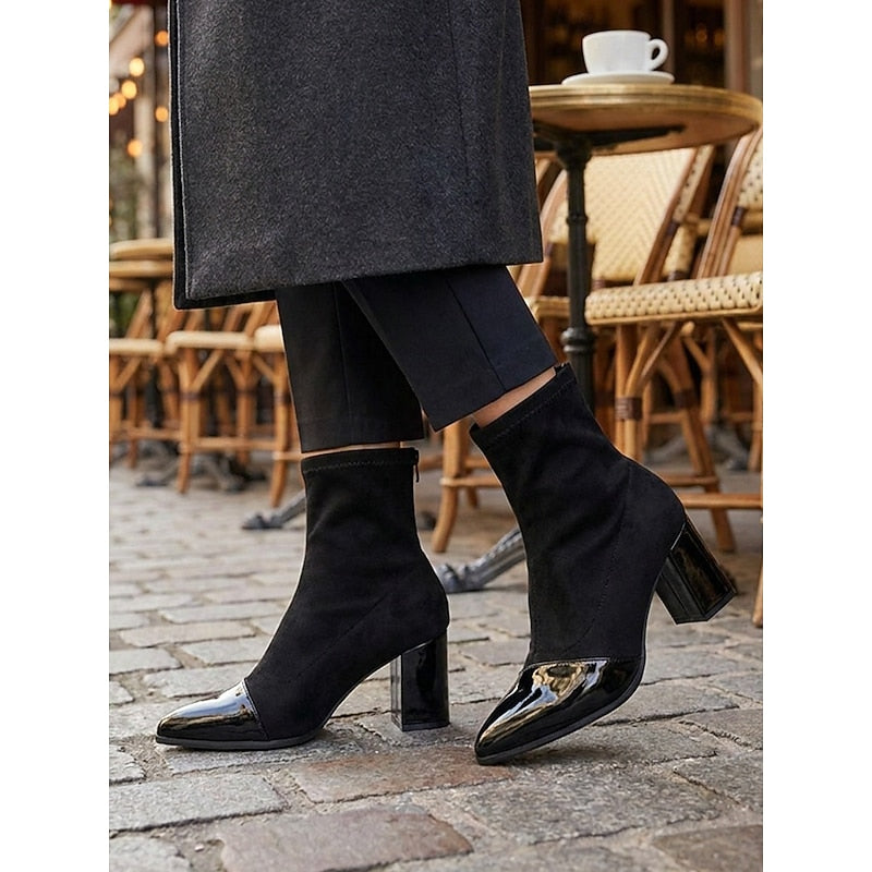 Helvano | Damen-Stiefeletten mit Zehenkappe und Blockabsatz