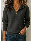 Helvano | Strukturierter Damen-Pullover mit Viertelzip
